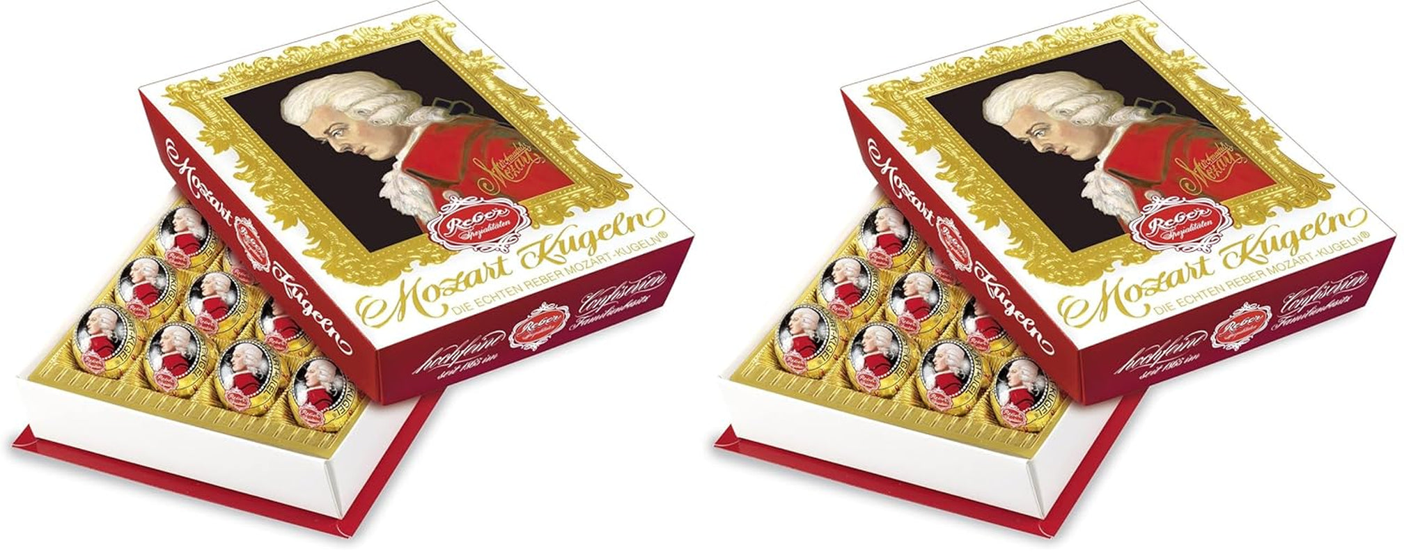 Kulki Reber Mozart z gorzką czekoladą, opakowanie 6 szt. z marcepanem i nugatem, wegańskie - 1 x 120 g