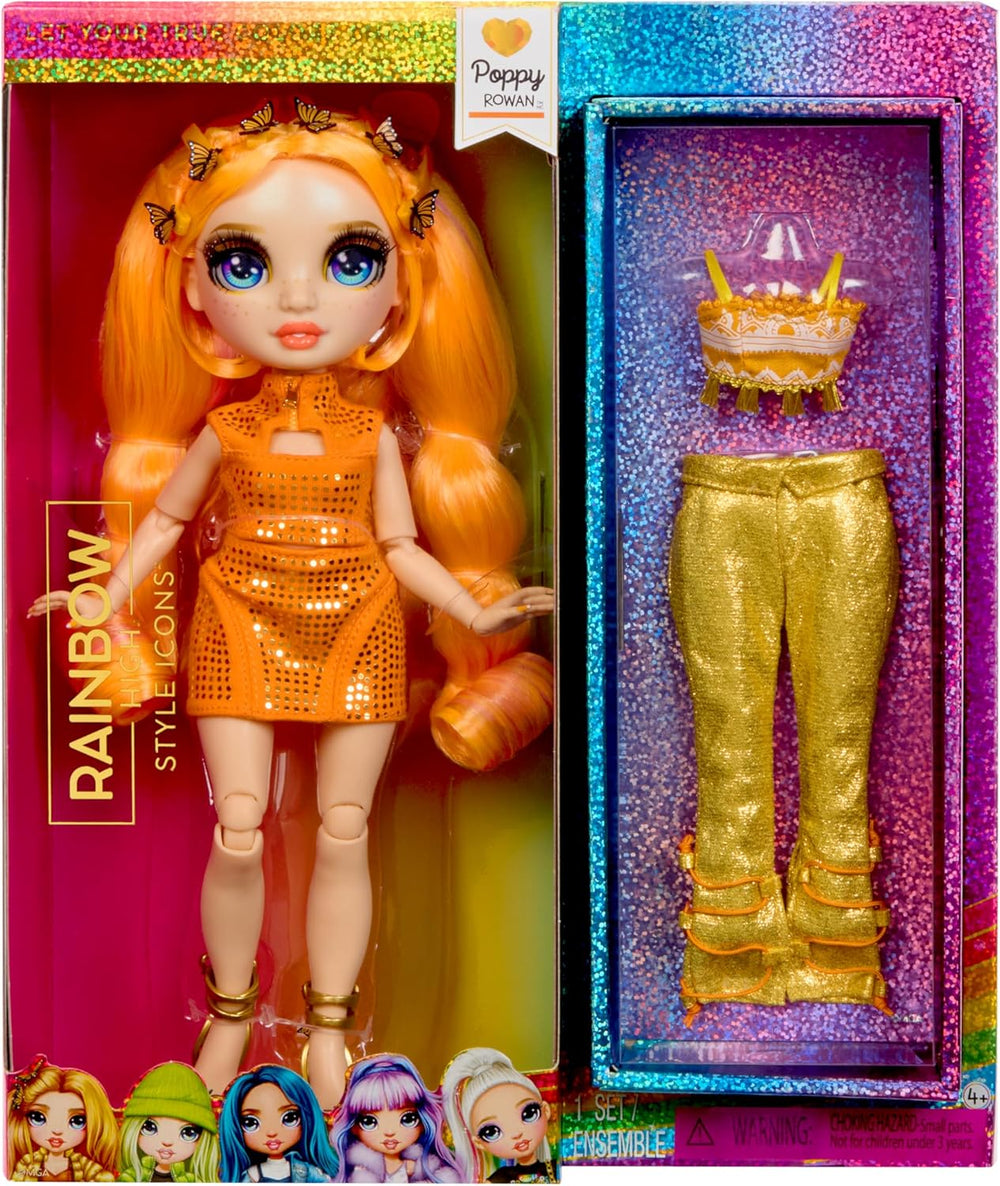 Rainbow High Style Icons Jade – 28 cm Modepuppe mit Langem, Kämmbarem Haar, Zweitem Outfit, Passender Tasche und einem Zweiten Paar Schuhe, Beweglich mit 13 Gelenkpunkten