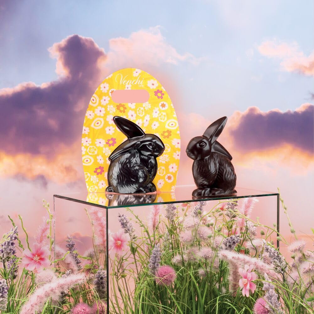 Venchi - Iepuraș de ciocolată neagră 60%, fără gluten, vegan, 100 grame Bomboane de Ciocolata Naty Shop