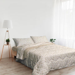 Stolik nocny Foppapedretti i naturalna kołdra do łóżka podwójnego 2P; liście piasku, poszewka 100% bawełna, Made in Italy Kołdry i kołdry Naty Shop