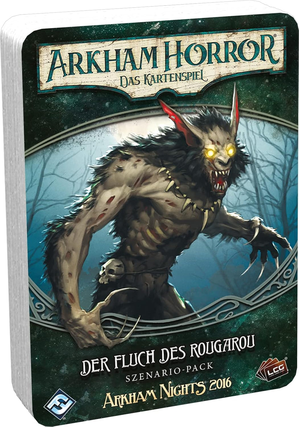 Gry o lotach fantasy, Horror w Arkham: LCG, Gra podstawowa, Gra ekspercka, Gra karciana, 1–4 graczy, Wiek 14+, 45+ minut, Niemiecki, Wielokolorowy, Kolorowy