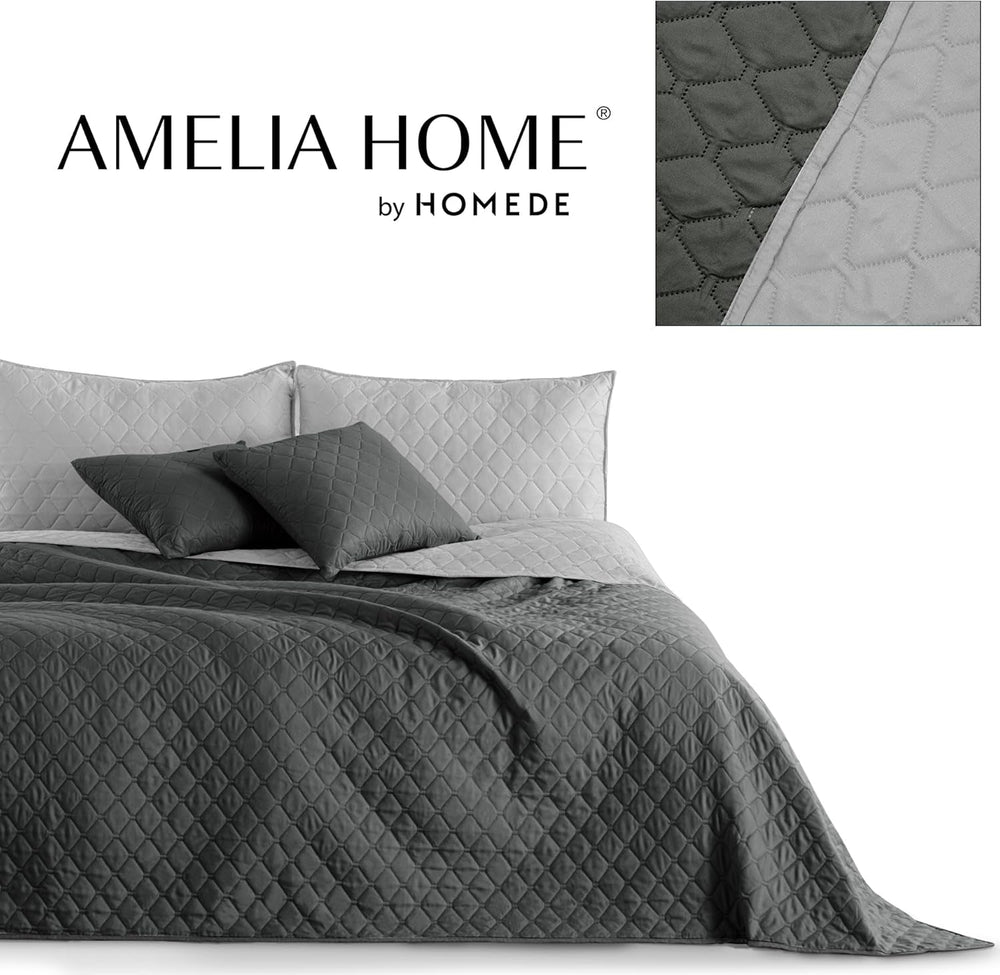 Narzuta Decoking 200 X 220 cm Grafit Antracyt Srebrnoszary Dwustronna narzuta łatwa w utrzymaniu Axel Łóżka i koce Besuche den DecoKing-Store