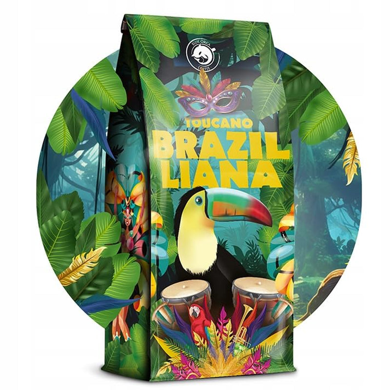 Cafea măcinată Brazilliana Toucano 1 kg | 100% Arabica | cu note de nuci, ciocolată și stafide | prăjire medie, aciditate scăzută | pentru espressoare | Blue Orca Coffee Roastery
