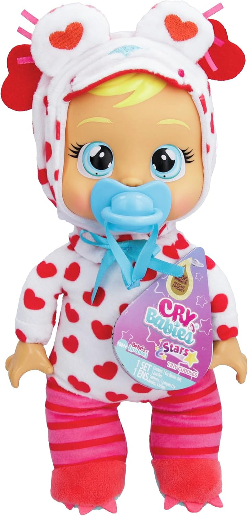 Cry Babies Tiny Cuddles Monster Momo, Plüsch-Baby-Puppe, Tiny Cuddles z spersonalizowaną piżamą Monsters, dla każdego dziecka w wieku od 18 lat do roku 18