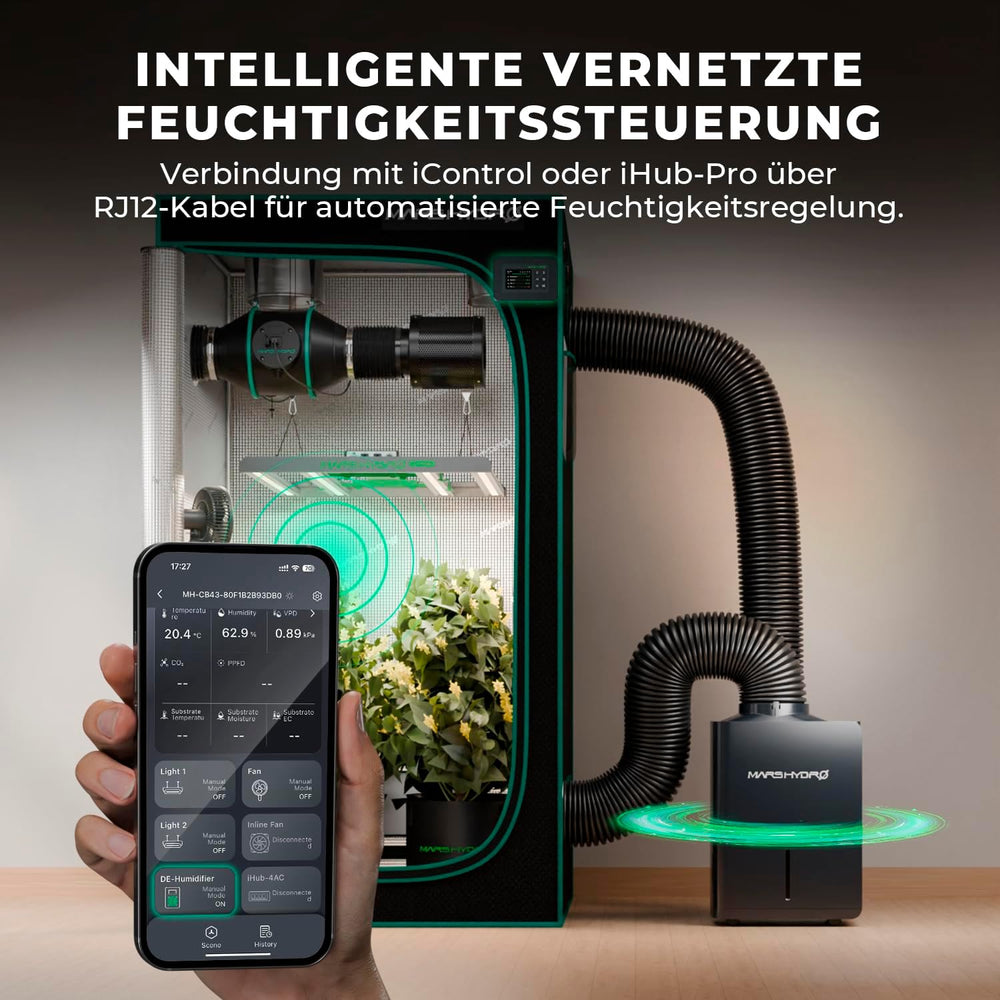 Osuszacz MARS HYDRO, 12 l/dzień, automatyczne odszranianie, funkcja timera, osuszacz pokojowy do namiotów hodowlanych, piwnic i roślin, zbiornik na wodę o pojemności 1,2 l
