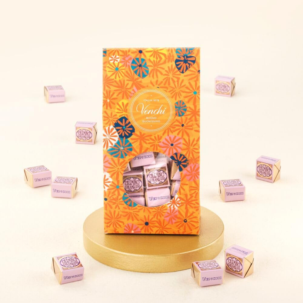 Venchi – Kolekcja Murrine – Pudełko upominkowe z różnymi cukierkami Cremino Caramel Gold, 300g – Pomysł na prezent – ​​Bezglutenowe