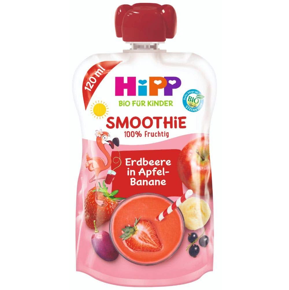 Hipp BIO Smoothie z jabłkami, brzoskwiniami, bananami i napojem owsianym, 120 ml, opak. 6 szt. (6 x 120 ml) Matka i Dziecko Naty Shop 6 x 120 ml Jabłka i banany