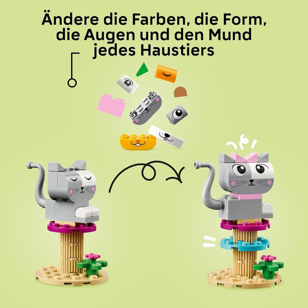 LEGO Classic Kreatywne zwierzęta, pudełko z kolorowymi klockami, klocki do zbudowania figurek zwierząt, takich jak pies, kot, królik, chomik i ptak, zabawka konstrukcyjna dla chłopców i dziewcząt od 5 lat 11034 Zestawy do budowania Besuche den LEGO-Store