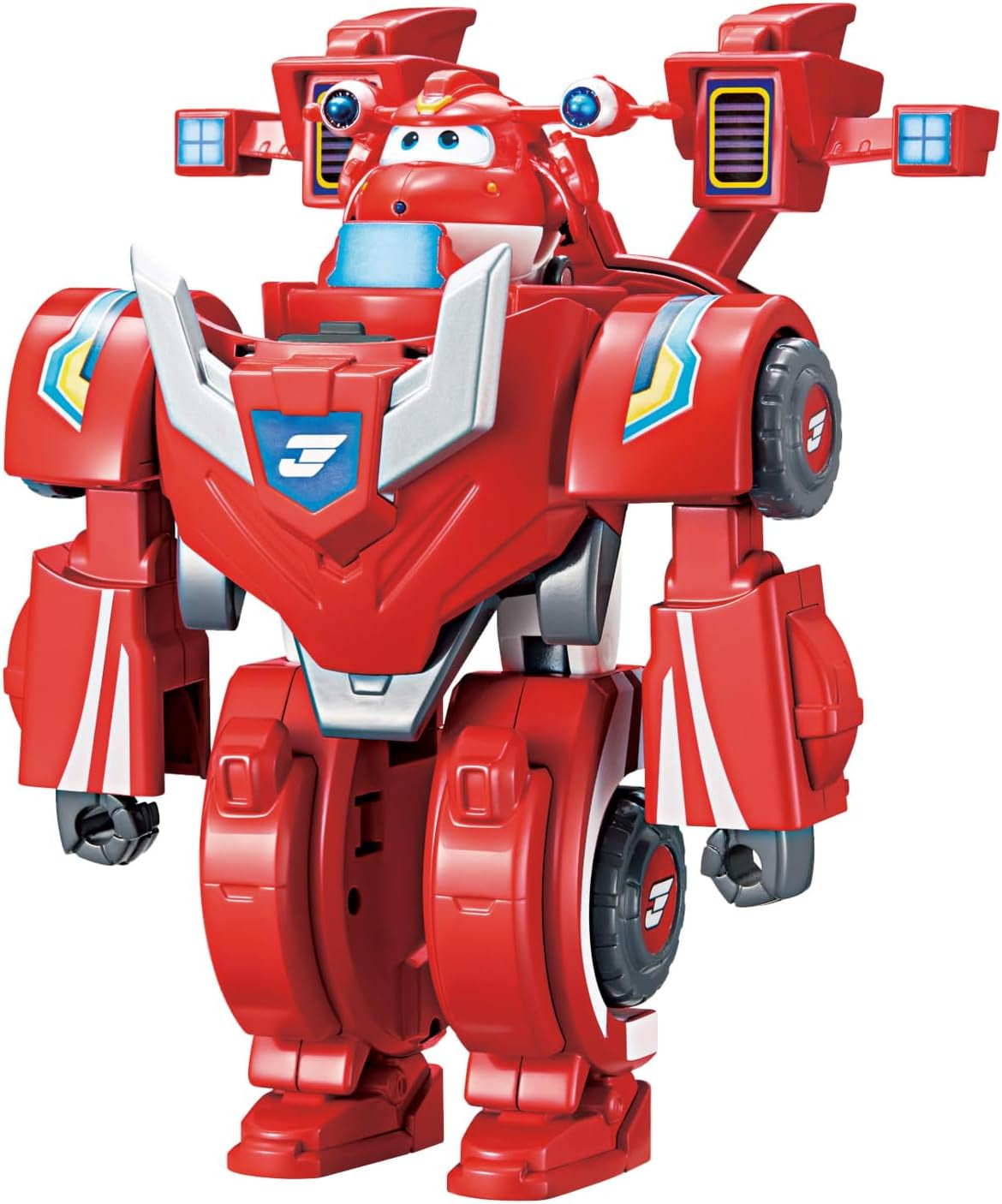 Super Wings EU770351 - Super Robot Suit Jett, aprox. 18 cm înălțime figurină de joacă transformabilă, costum de robot 2 în 1 și super mașină, pentru copii de la 3 ani în sus, Roșu Action figures Naty Shop