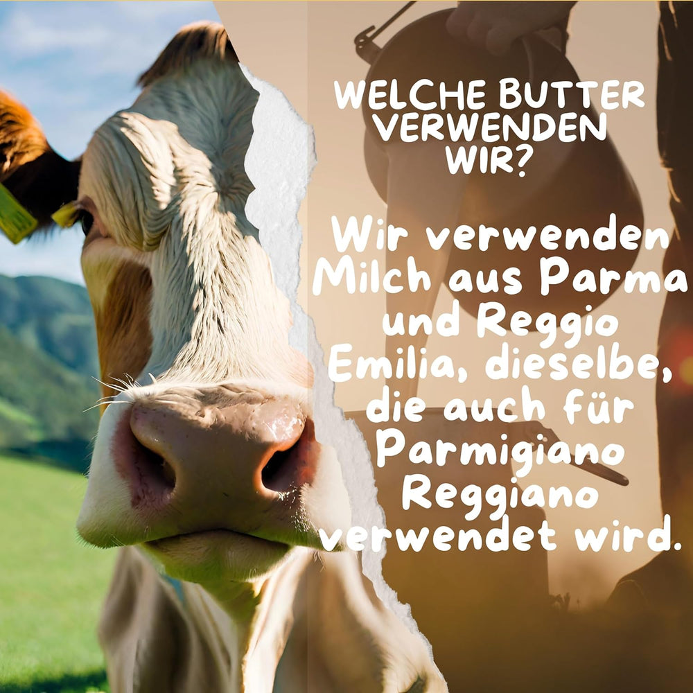 Cibo Bio Ghee 500g – Milch aus Parma und Reggio Emilia – Hergestellt in Italy – Weidekühe – Rauchpunkt 250°C – Aus Centrifugensahne
