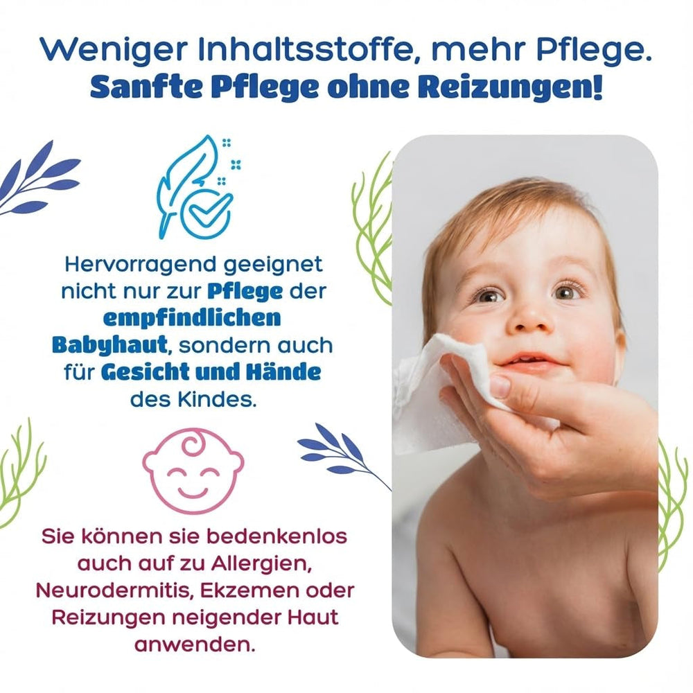 Șervețele umede Kindii Water Care - Aqua Baby Wipes - 100% vâscoză, 99,9% apă, extract de grapefruit, dimensiune fular 150x200, 100% biodegradabile, fără plastic, șervețele de curățare pentru piele sensibilă