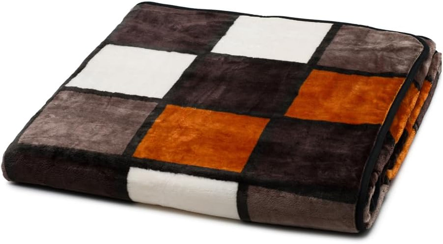 Gözze - Miękki i wygodny koc, w dotyku kaszmirowy, gruba tkanina 500 G/M², Antigua, 150 x 200 cm - Musztardowy/Czarny/Biały Łóżka i narzuty Besuche den GÃ¶zze-Store Cynamonowy/Czarny/Biały