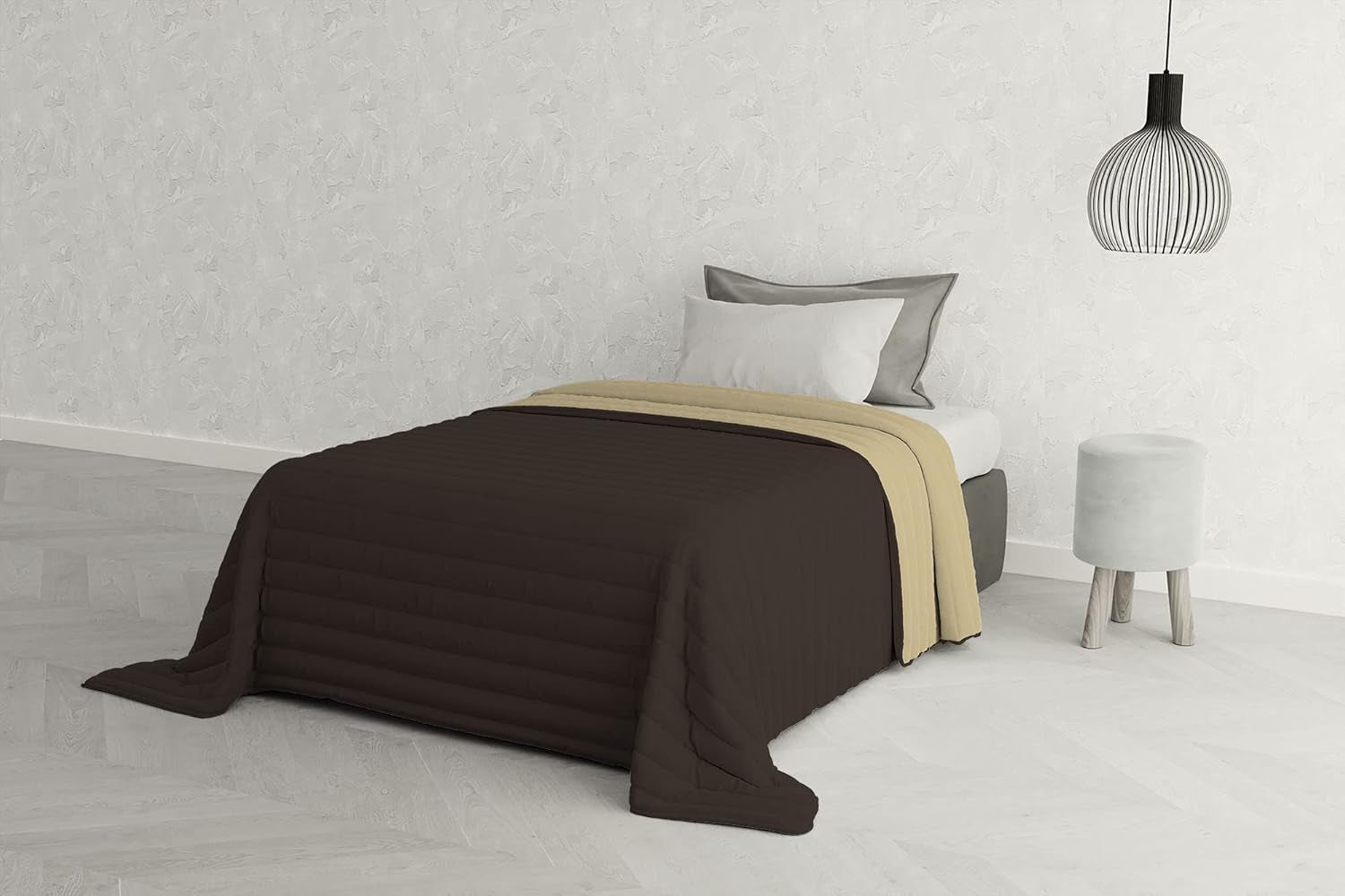 Włoska pościel Estivo łóżko pojedyncze, pościel, Aqua, 170 X 270 Cm Kołdry i kołdry Naty Shop Marrone/panna 170 X 270 Cm