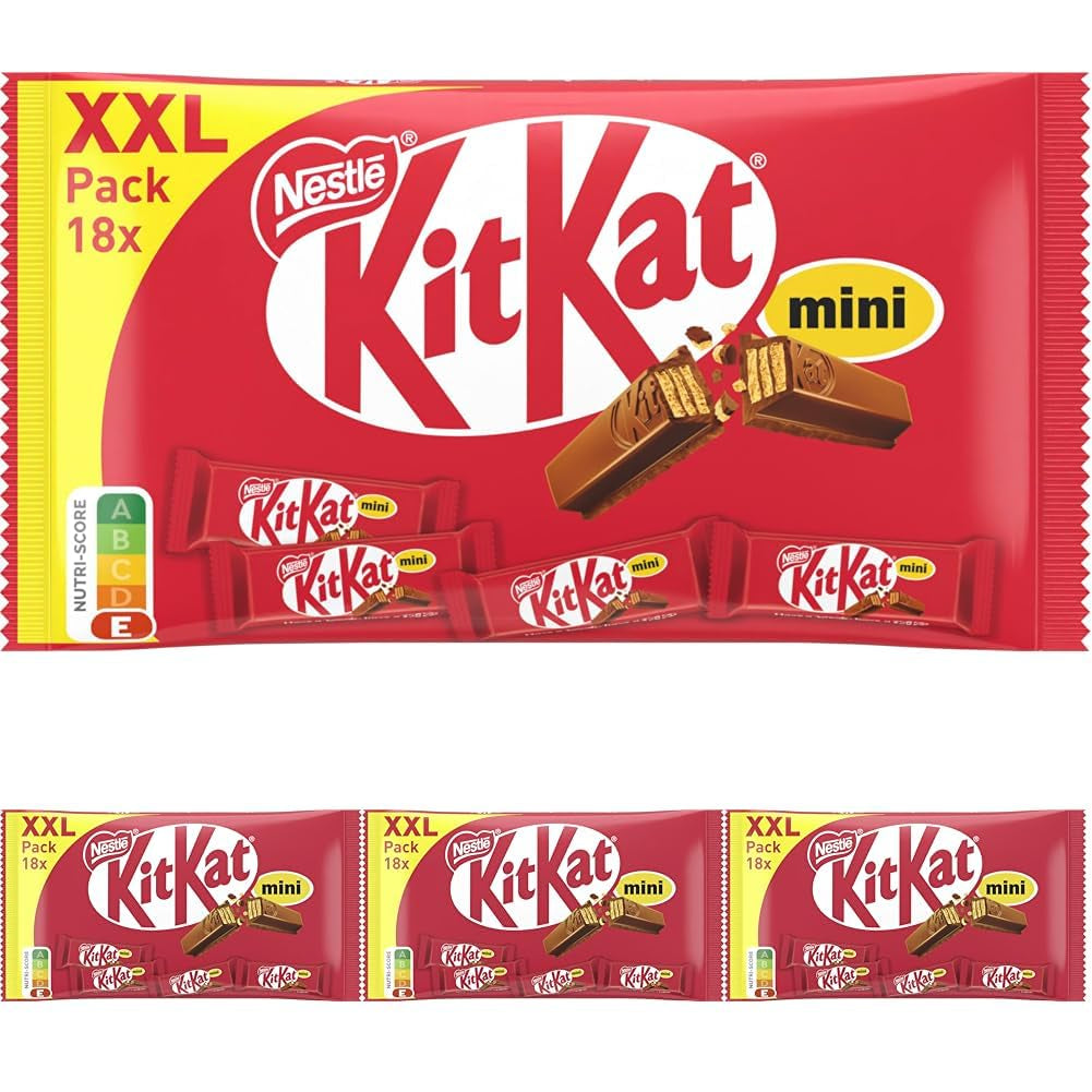 Nestlé Mini XXL Batony czekoladowe Chrupiące batoniki waflowe z mlecznej czekolady 4 opakowania (1 x 301 g)