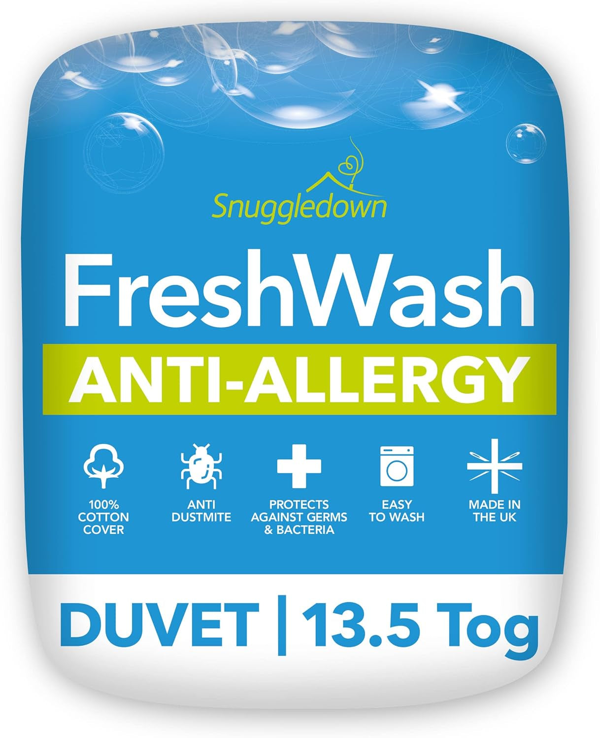 Plapumă pentru alergii Snuggledown Freshwash, 13,5 Tog Winter Warm, bumbac, alb, pat single Plapumi si pilote Naty Shop 10 X 225 X 220 cm 13.5 Tog