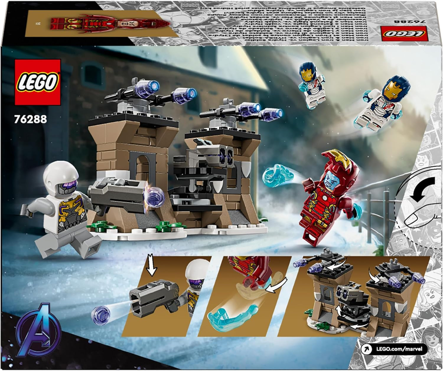 LEGO Marvel Iron Man i Iron Legion kontra. Żołnierz Hydra, zabawka do budowania Avengers, kreatywny zestaw dla dzieci i fanów superbohaterów, prezent dla chłopców i dziewcząt w wieku 6 lat 76288 Zestawy konstrukcyjne Besuche w sklepie LEGO