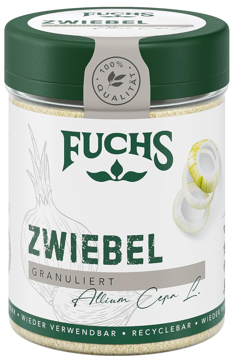 Fuchs Gewürze - Zwiebel granuliert - Gewürz für Saucen oder Nudelgerichte - naturalne Składniki - 70 g w wiederverwendbarer, recyclebarer Dawka