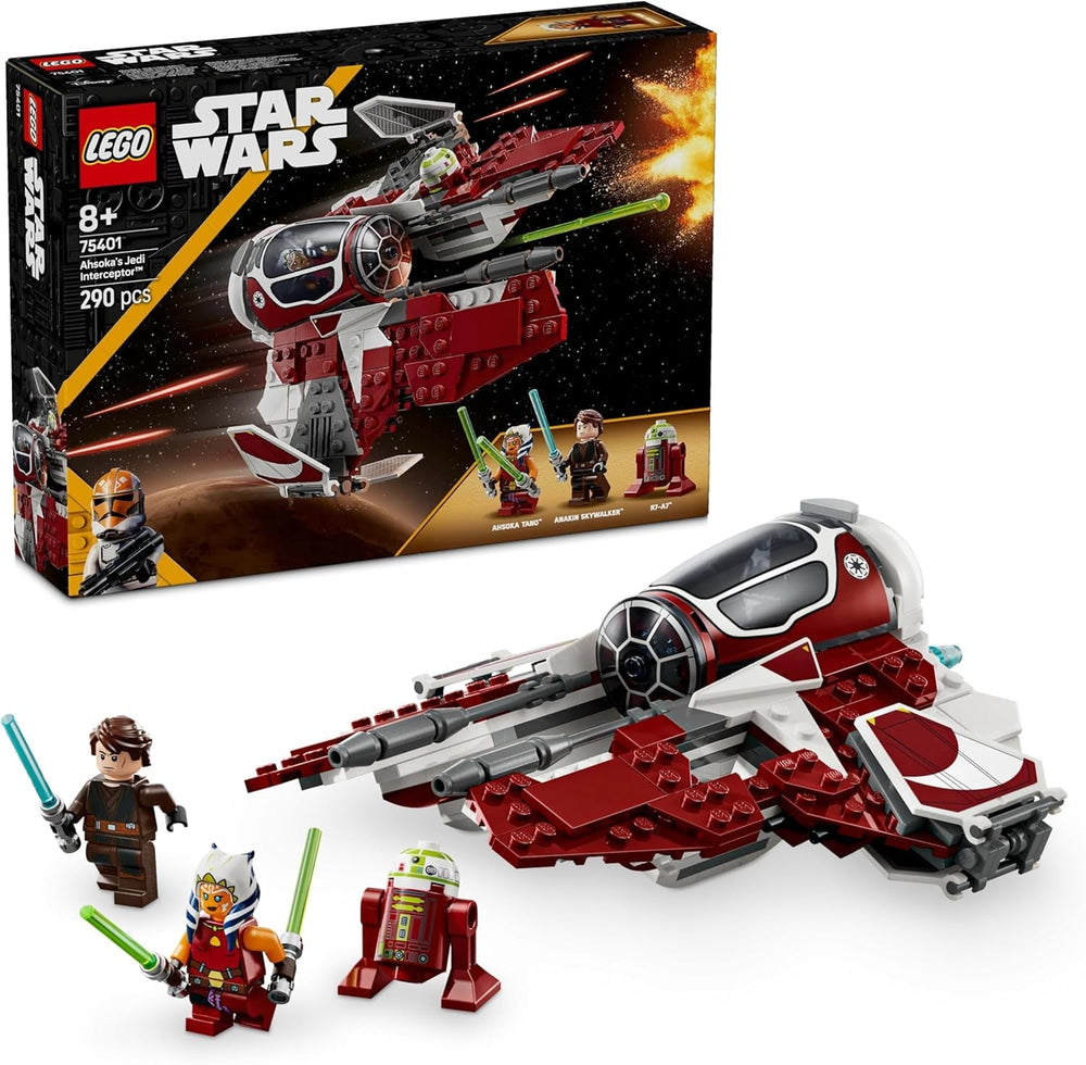 LEGO Star Wars 75401 Jedi Interceptor Starfighter Ahsoki dla fanów Wojen Klonów Ahsoka Tano i Anakin Skywalker Minifigurki z mieczami świetlnymi i R7-A7 dla chłopców i dziewcząt w wieku od 8 lat Zestawy do budowania Beuche den LEGO-Store Tytuł domyślny