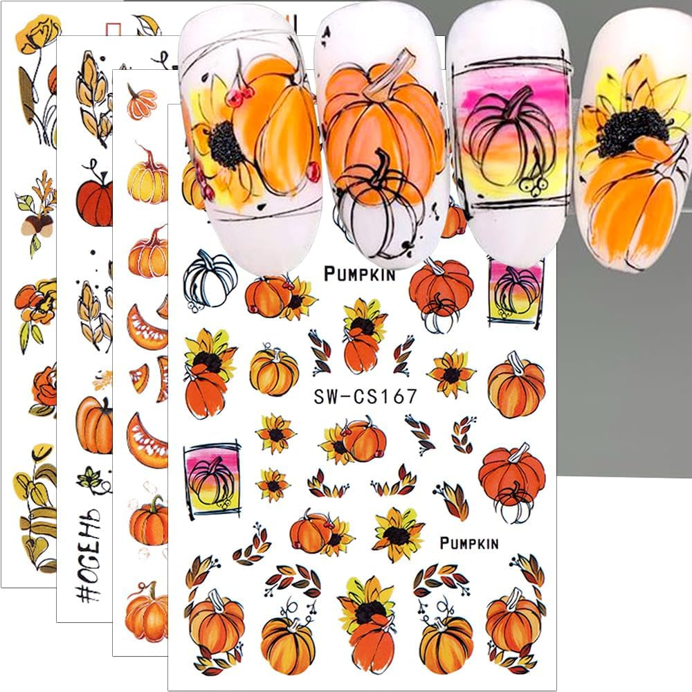 3D toamna unghii autoadezive frunze dovleac unghii autocolante linie geometrică flori unghii autocolante Ziua Recunoștinței design unghii autocolante toamna dovleac unghii autocolante accesorii unghii artă unghii