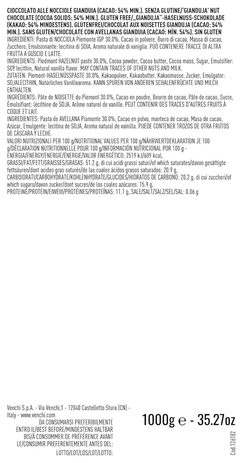 Praliny z ciemnej czekolady, bezglutenowe, Extra Venchi Gianduiotti w opakowaniu zbiorczym 1 Kg Cukierki czekoladowe Naty Shop