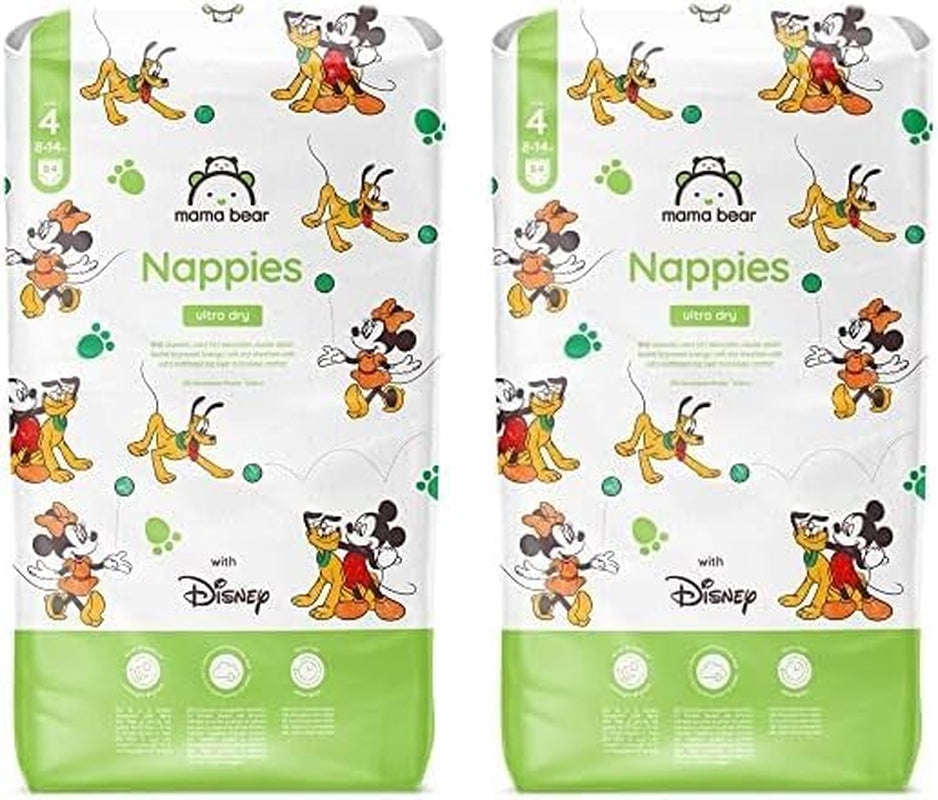 Marka Amazon: pieluszki Mama Bear Disney Ultra Dry, rozmiar 3 (4–9 kg) – pudełko miesięczne, białe, 172 szt. (2 opakowania po 86 szt.)