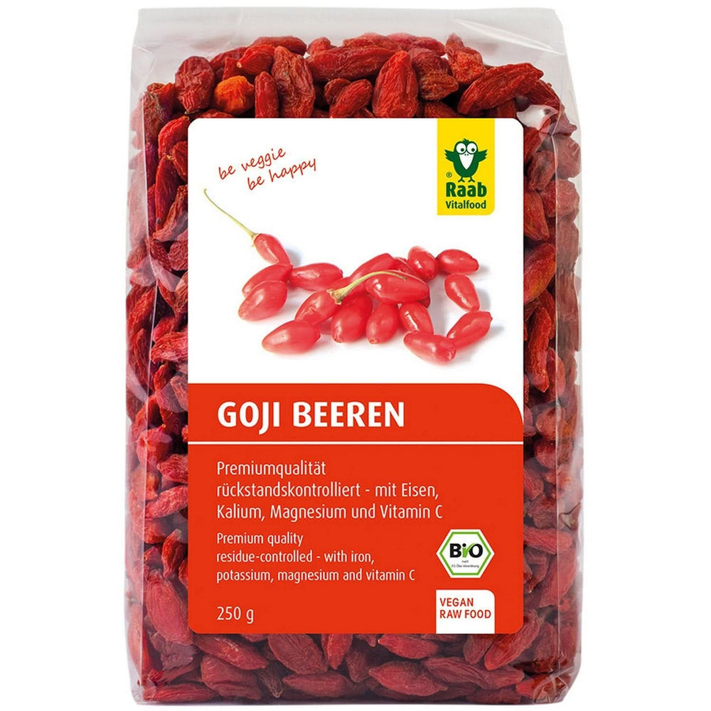 Raab Vitalfood Organiczne jagody goji, jakość premium, 500 gramów Naty Shop produkty suszone 250 gramów