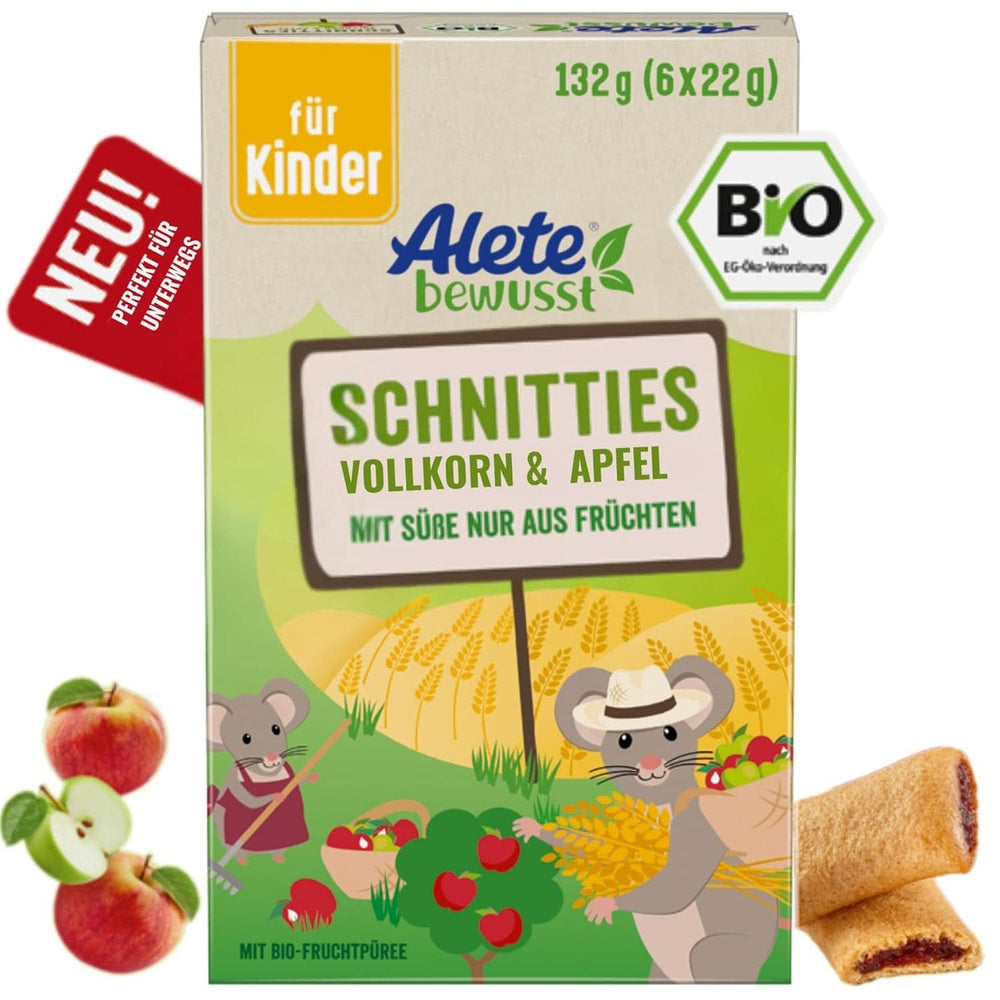 Alete Bio Schnitties produkty pełnoziarniste i jabłka 6 X 22 gramy Matka i Dziecko Naty Shop 132 gramy