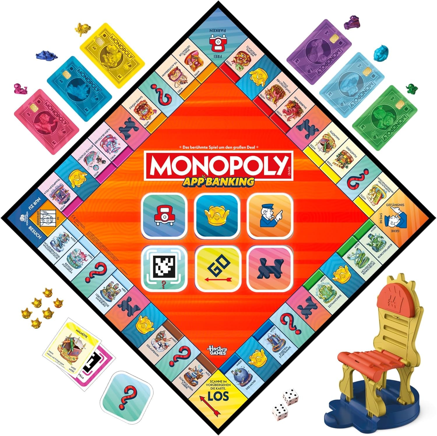 Aplikacja Monopoly Board Game Banking - wersja niemiecka, nowoczesna wersja klasycznej gry elektronicznej dla dzieci w wieku od 8 lat, dla 2 do 6 graczy