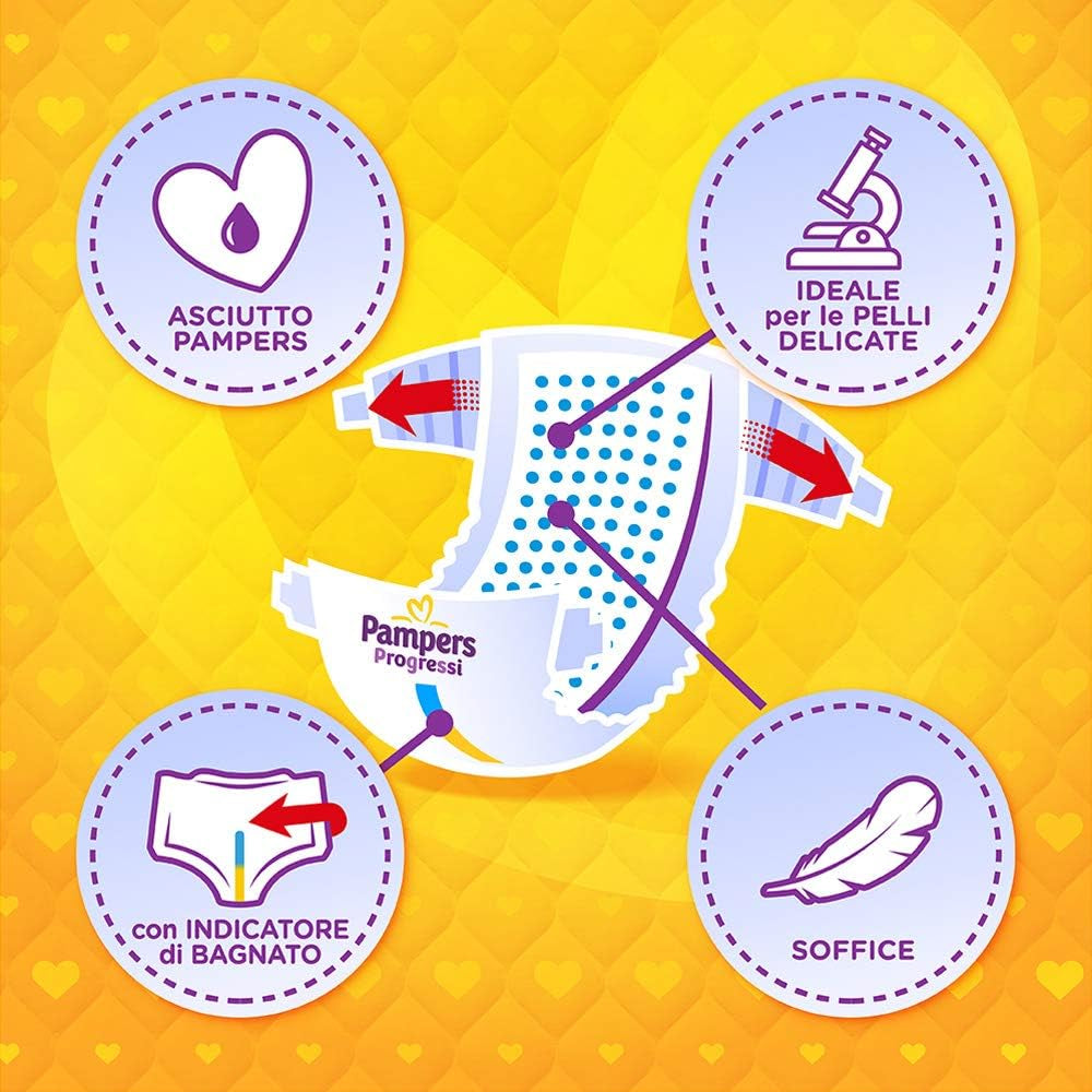 Pieluchy Pampers Progressi & Fit Prime Midi, krótki format, 162 pieluszki, rozmiar 3 (4-9 kg), członkostwo online na siłowni na 1 miesiąc w prezencie