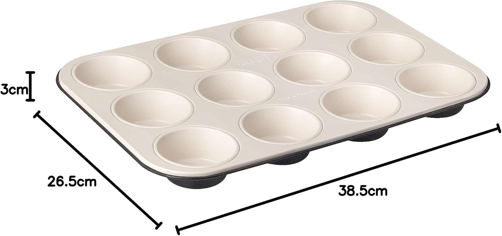 Zenker 12 muffinów średnica Ø 7 cm CREME NOIR, Blacha do pieczenia muffinów z powłoką nieprzywierającą wzmocniona ceramiką Formy i blachy do pieczenia Naty Shop