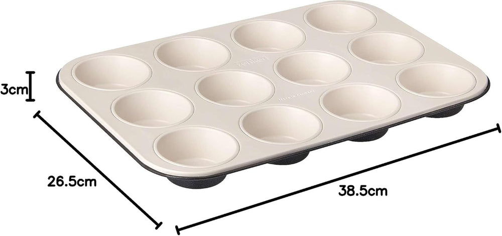 Zenker 12 muffinów średnica Ø 7 cm CREME NOIR, Blacha do pieczenia muffinów z powłoką nieprzywierającą wzmocniona ceramiką Formy i blachy do pieczenia Naty Shop