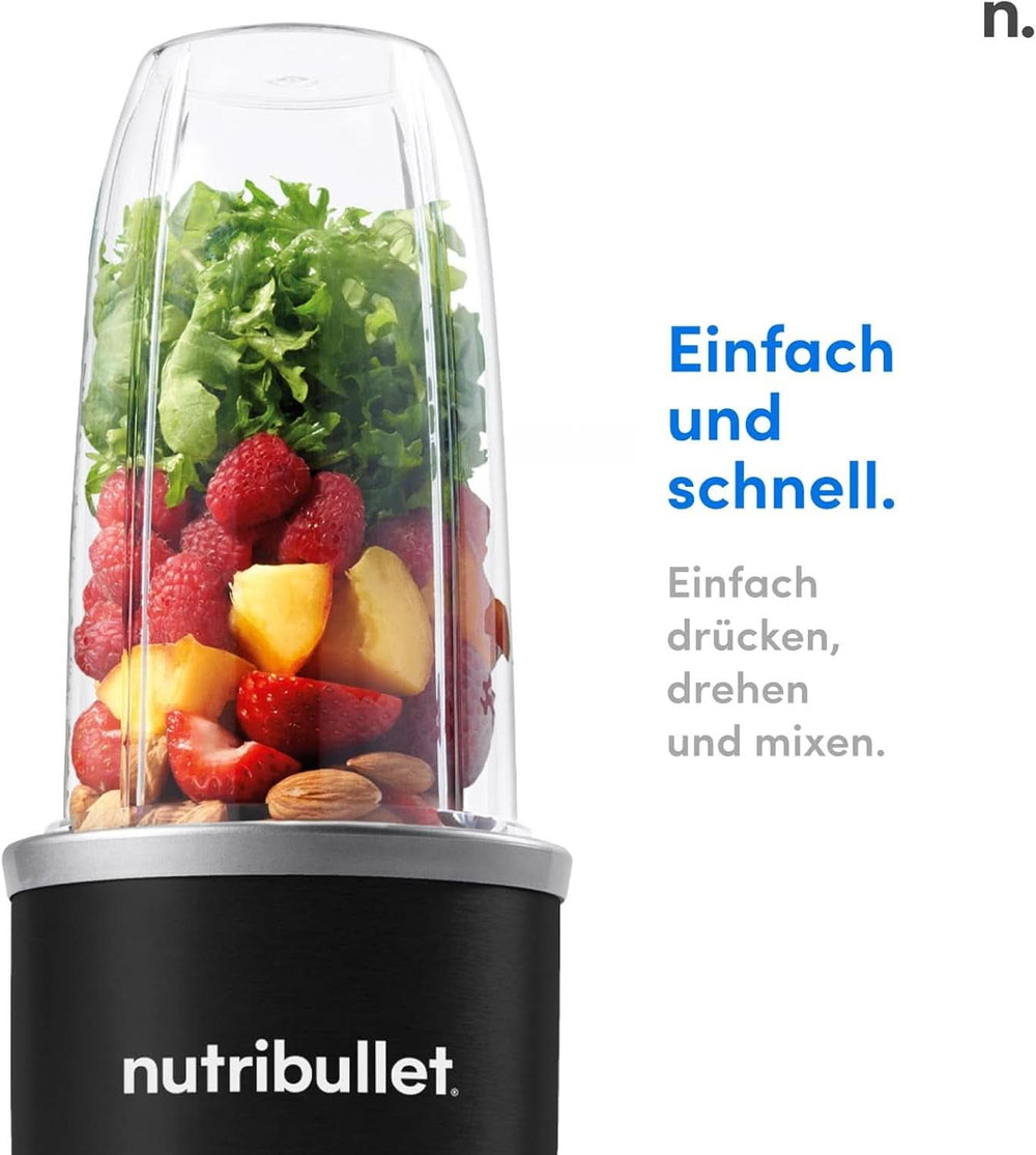 Nutribullet Pro, 900 Watt Leistung, Einfach Und Schnell in Der Anwendung, Kompakt, Leicht Zu Reinigen, Mit 700 Ml Becher, Smoothiemixer, Smoothie Maker, Elektrischer Mixer, NB904B, Schwarz Mother and Child Naty Shop