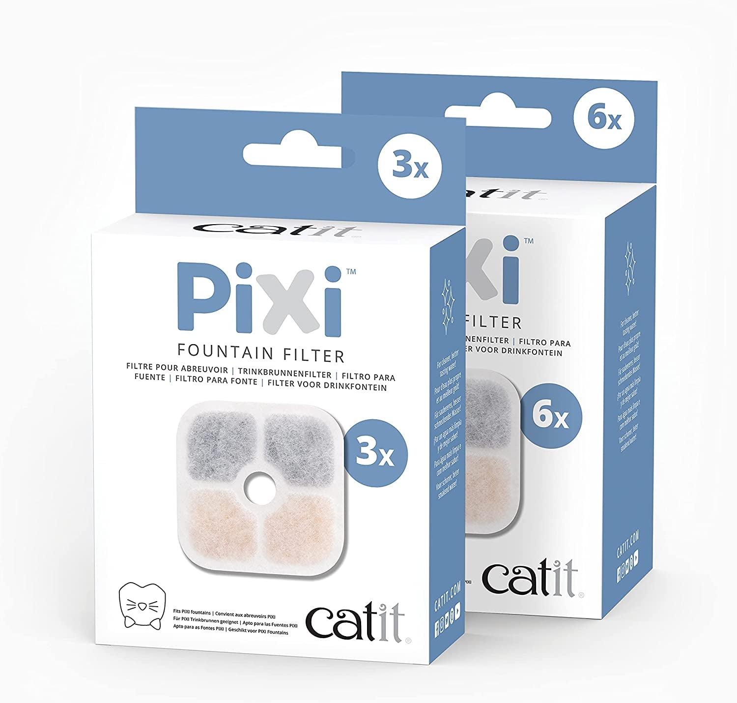 Catit 43722 Pixi Ersatzfilter, Trinkbrunnenfilter dla Catit Pixi Trinbrunnen, 6er Pack, Weiß