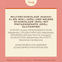 Venchi - Cremino Pistachio Bar, 110g, tabliczka mlecznej i białej czekolady z pastą pistacjową, trzywarstwowa receptura o śródziemnomorskich smakach, bezglutenowa, bez sztucznych barwników