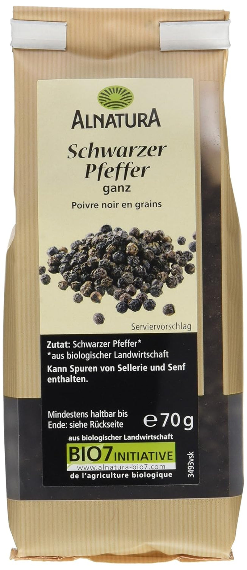 Organiczny Schwarzer Pfeffer Ganz, 70g