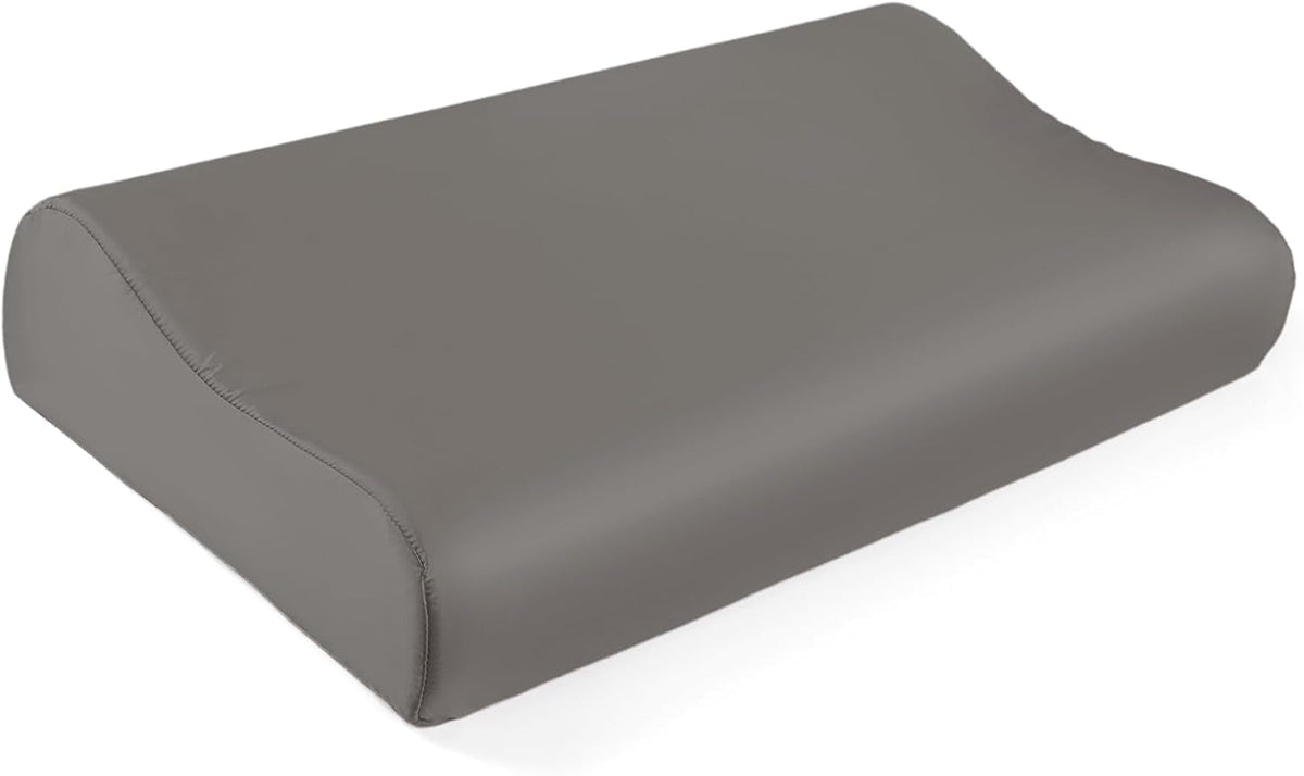 Față de pernă THXSILK din mătase de dud 19 Momme pentru pernă contur din spumă cu memorie, pernă cervicală din latex, hipoalergenică, lavabilă (50 x 30 x 10/7 cm, gri închis)
