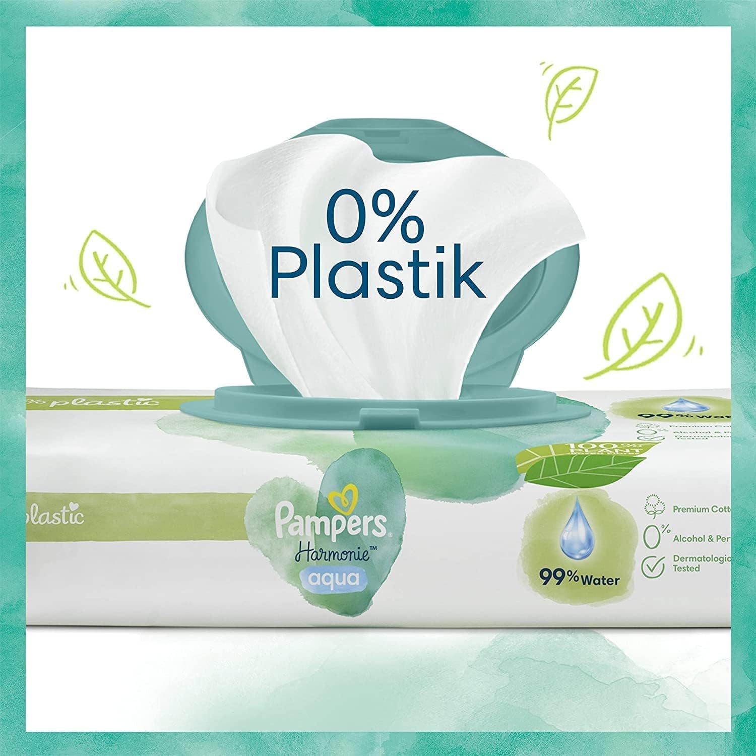 Zestaw pieluszek Harmonie Aqua Rozmiar 1 (2-5 kg, 180 szt.), Rozmiar 2 (4-8 kg, 240 szt.), Half Moon Box i chusteczki Aqua Baby, 720 chusteczek (15 x 48), Zestaw startowy dla niemowląt