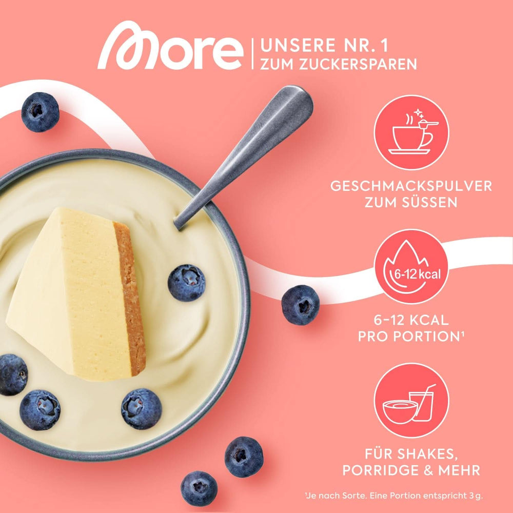 MORE Chunky Flavour, Blueberry Cheesecake, Pudră aromatizantă pentru îndulcire cu inulină și lactază, 150 grame Indulcitori Naty Shop