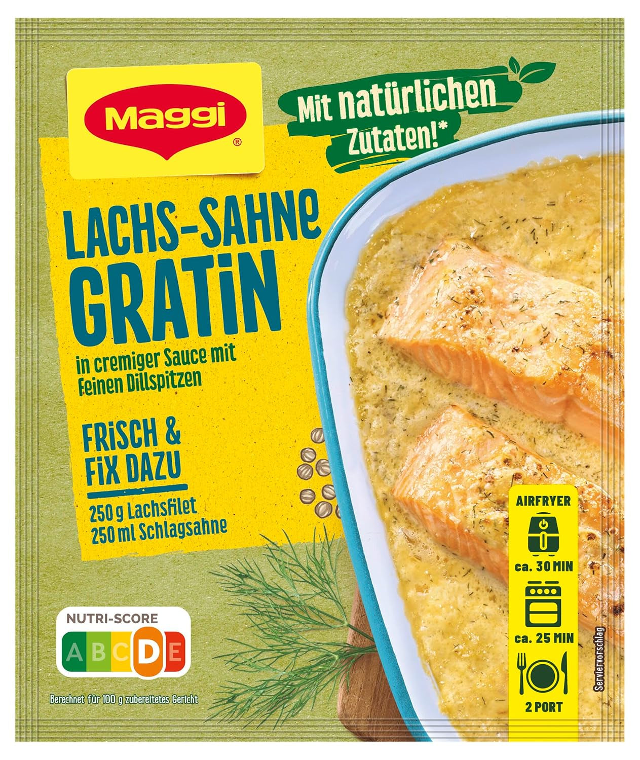 MAGGI Fix für Lachs-Sahne Gratin, Würzmischung, mit natürliche Ingredient*, für 2 Porcje, 1 opakowanie (1 x 26 g)