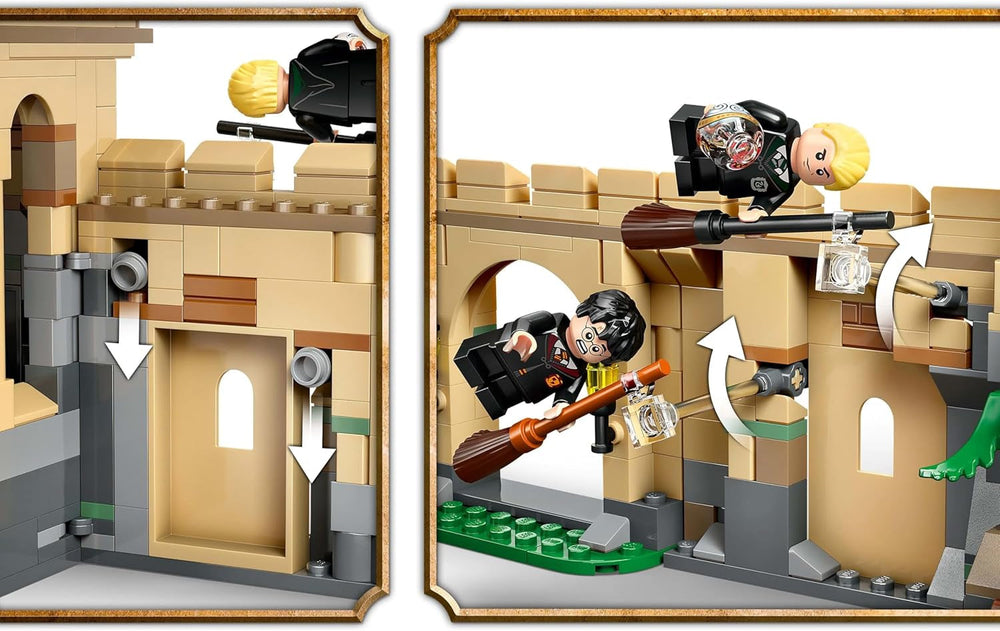Zamek Hogwart LEGO Harry Potter: Lekcje latania Przygodowy zestaw z 6 kolekcjonerskimi minifigurkami, w tym Draco Malfoyem i profesor McGonagall Zestaw do odgrywania ról dla chłopców i dziewcząt w wieku 9 lat 76447 Zestawy do budowania Besuche den LEGO-Store