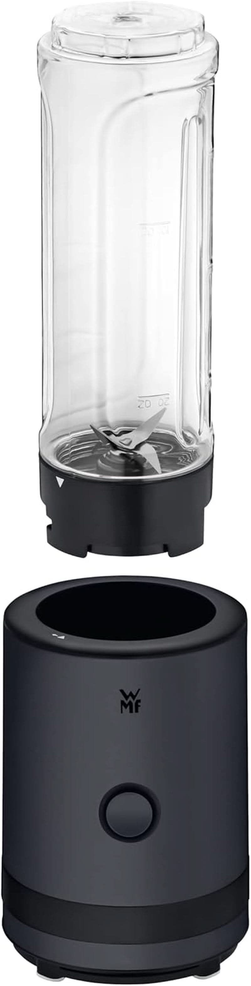 WMF Küchenminis Smoothie-To-Go, Mini mikser stojący Mit Zwei Mix-/Trinkbehältern 0,6 l, mikser Hochleistungsmixer 300 W, Edelstahl Matt, Schwarz Kitchen Naty Shop