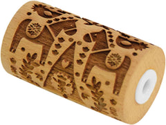GOTOWANIE ZŁOMU - Mini-Holzrolle „Christmas Déco” – Deko mit eingravierten Abdrücken in Relief – Backform für Dekoration von Keksen, Sandgestrahlt, Keksen – 5306