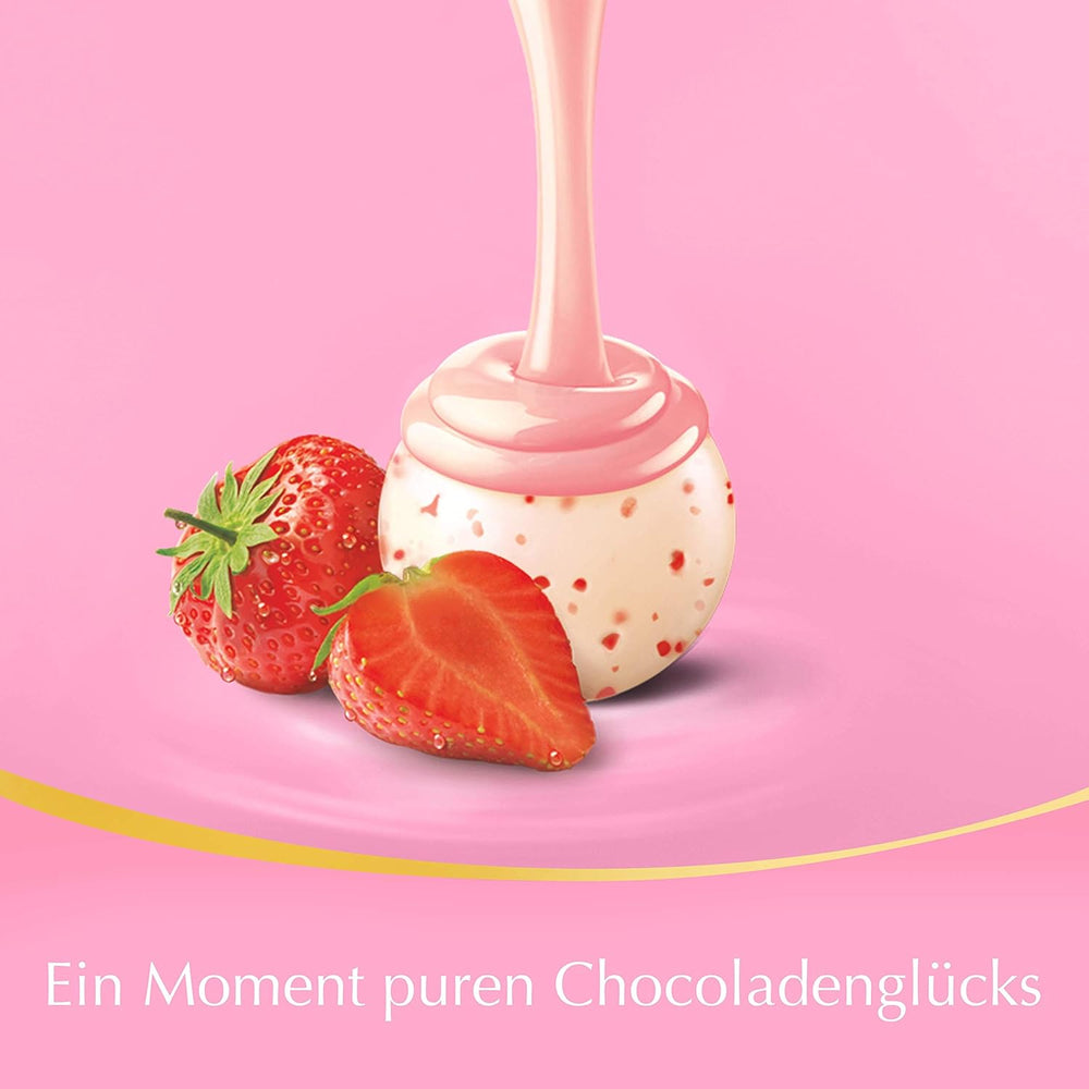 Mieszanka czekoladowa LINDOR | 1371 g | Około. 109 kulek: Kulki z mlecznej czekolady i LINDOR z kremem truskawkowym | Worek 1 kg, ok. 80 kulek czekoladowych z białej czekolady z kremem truskawkowym