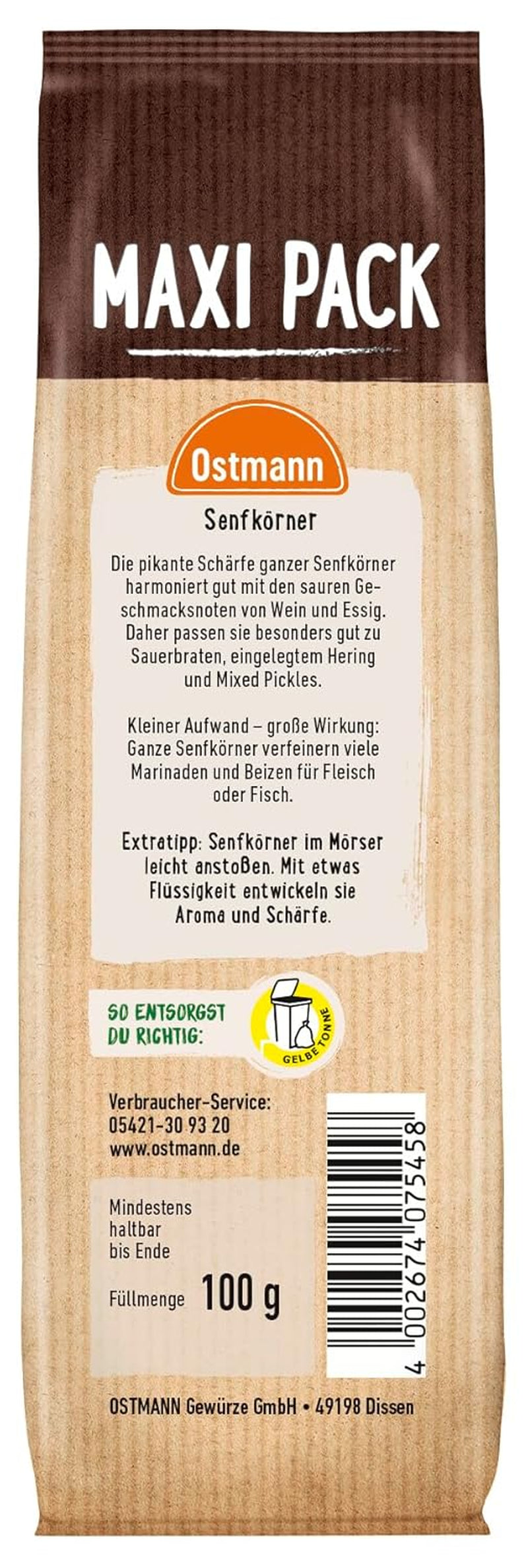 Ostmann Gewürze - Senfkörner ganz | Idealny do pakowania owoców i warzyw 100 g w Vorteilsbeutel