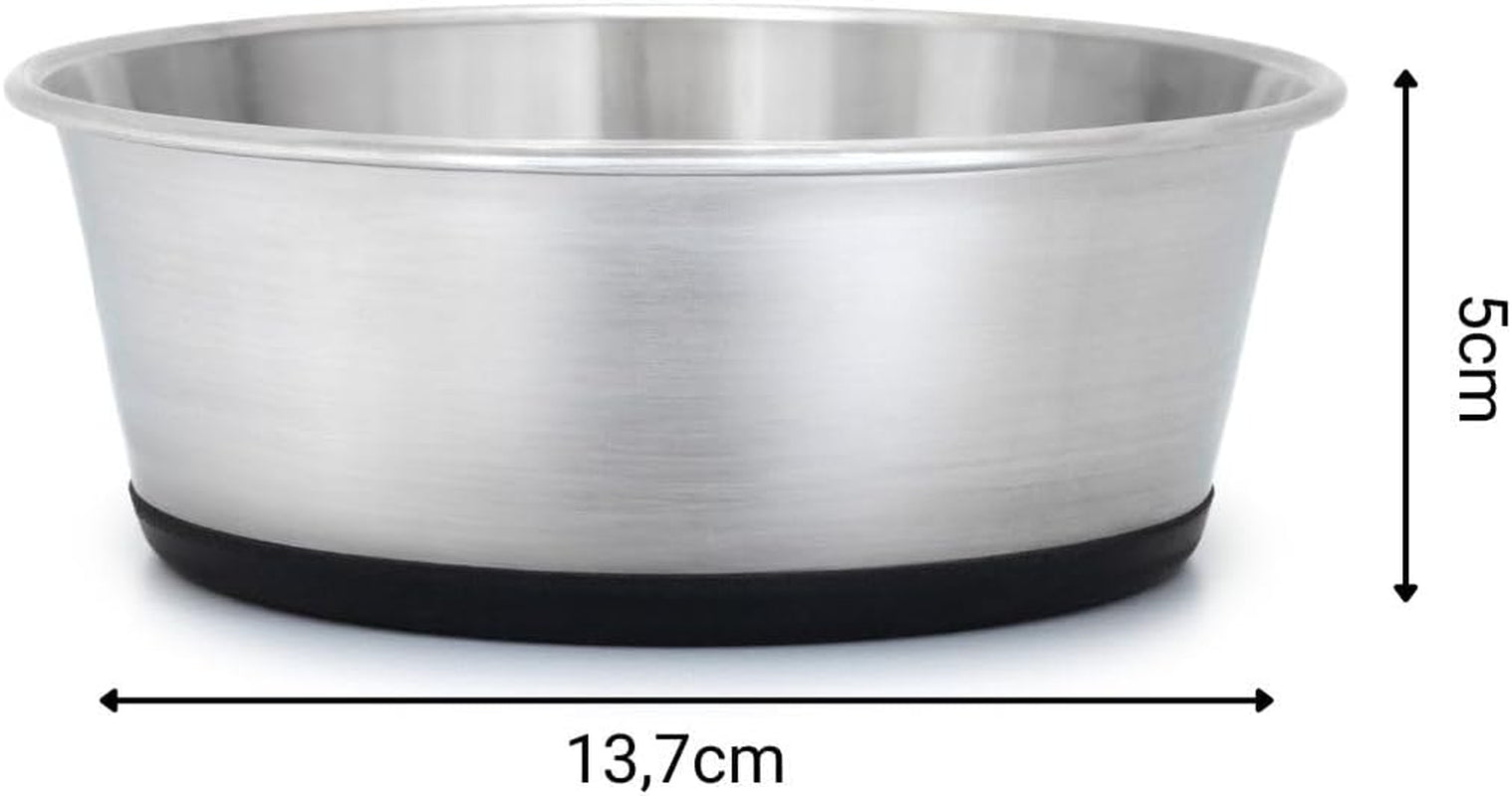 lionto Futternapf aus Edelstahl, 600 ml, lebensmittelechter Hundenapf mit rutschfestem Silikonboden, rostfreier Wassernapf für Hunde und Katzen, spülmaschinenfest