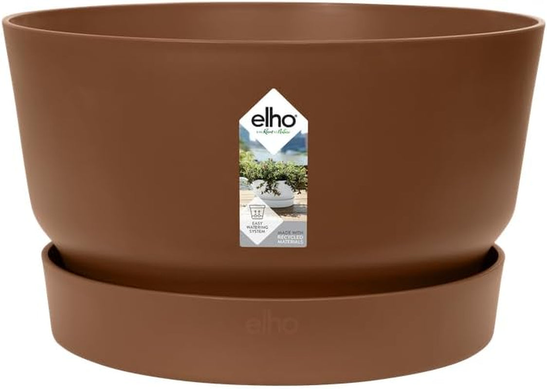 elho Greenville Bowl 33 - Ghiveci de flori pentru exterior - 100% plastic reciclat - Ø 32,5 x H 19,4 cm - Gri/Beton viu