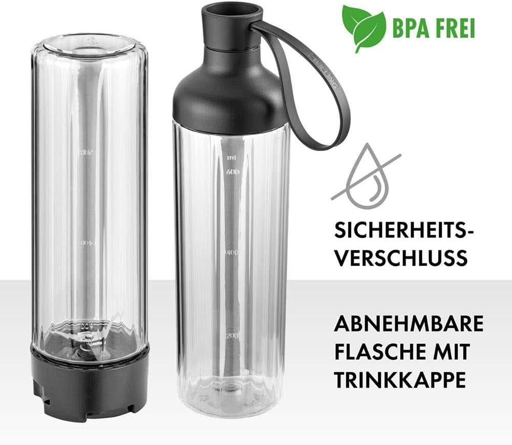 ZWILLING Mikser stojący, ekspres do smoothie, inkl. Trinkflasche Mit Verschluss, 600 ml, 300 wat, Edelstahl/Kunststoff, Schwarz Kitchen Naty Shop