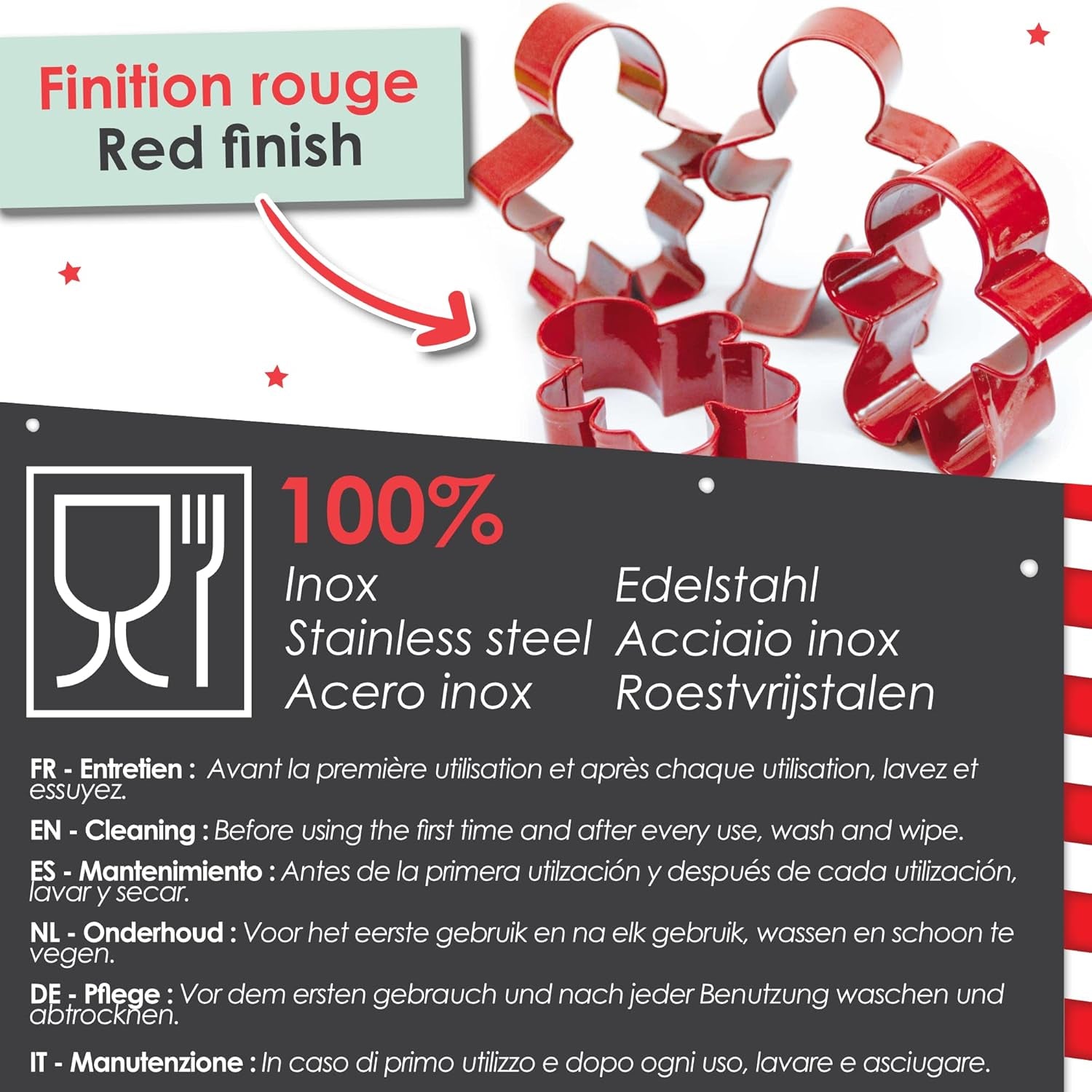 ScrapCooking - 4 Forme de Biscuiți Omuleț de Turtă Dulce - Forme de Biscuiți de Crăciun din Oțel Inoxidabil - Forme de Biscuiți Omuleț de Turtă Dulce - Accesorii de Coacere Design Tort - 2081