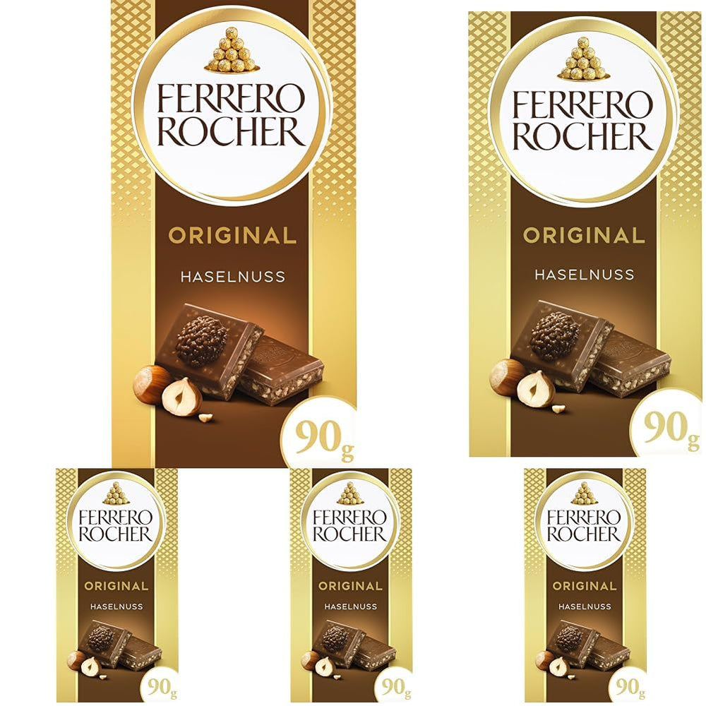 Ferrero Rocher Bar - Biała Czekolada z Orzechem Laskowym - Prezent na Walentynki dla Niego i dla Niej - 1 Tabliczka Czekolady x 90g