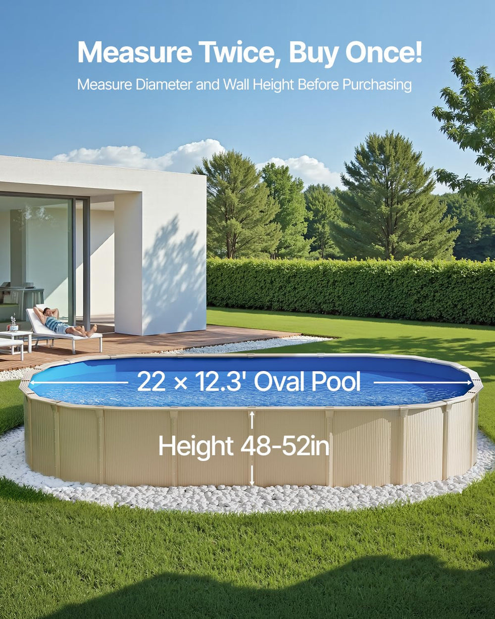 Căptușeală ovală pentru piscină VEVOR, 610x375x147 cm, căptușeală de schimb, căptușeală pentru piscină, căptușeală suprapusă din vinil gros standard, pentru piscine supraterane cu pereți înalți de 132 cm, culoare uni